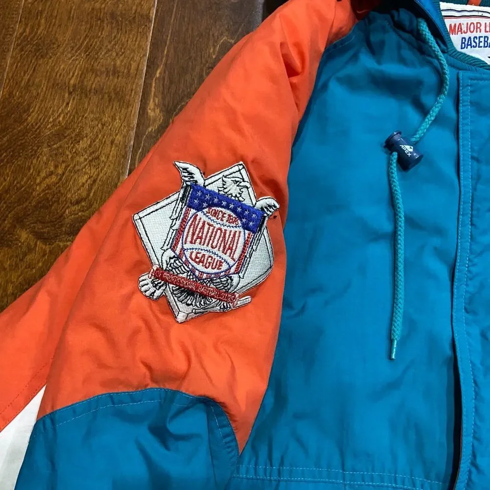 Apex One Vintage MLB Florida Marlins Nylon Teal Orange Jacket Men's Size Large